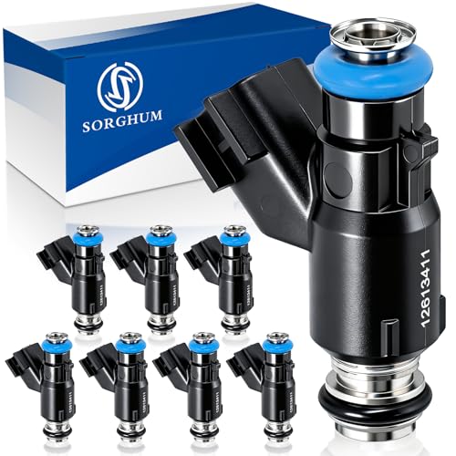 Sorghum Fuel Injectors Set of 8 Compatible with Chevrolet Silverado 1500 2010 2011 2012 2013 Tahoe Colorado Avalanche Express Suburban 1500 GMC Sierra 1500 Yukon Canyon Savana Replace 12613411 - Image 1