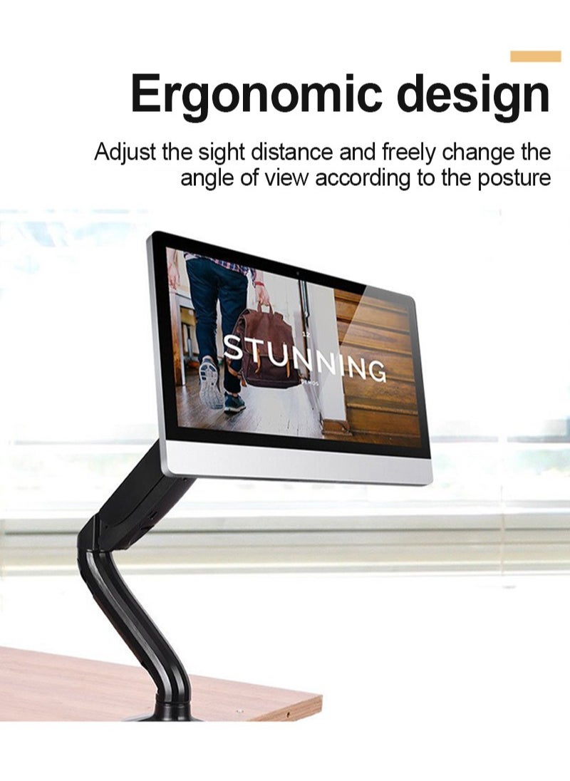 Sharpdo - Full Motion Single Monitor Arm Mount Tilt Swivel for 17 to 27 inch Screens with Desk C-clamp - Image 1