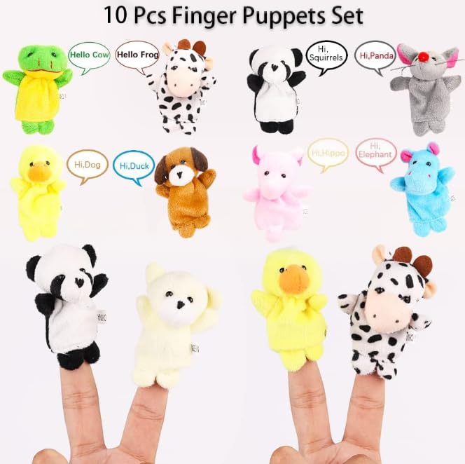 Miaopen 10Pcs Finger Puppets Set - Soft Plush Animals Finger Puppet Toys for Kids, Mini Plush Figures Toy Assortment for Boys & Girls, Party Favors for Shows, Playtime, Schools - Image 3