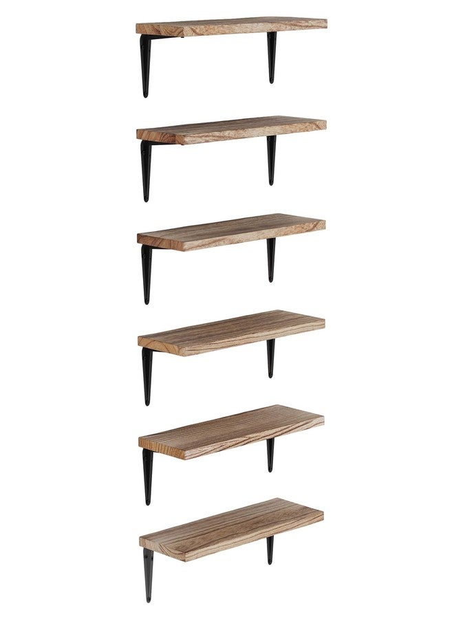 والنيتشر أرفف جدارية عائمة من Wallniture Arras، مقاس 17 × 6 بوصة، أرفف كتب وتخزين جدارية، ديكور غرفة المعيشة، غرفة النوم، تنظيم المكتب المنزلي، لون محروق، مجموعة من 6 قطع - Image 1