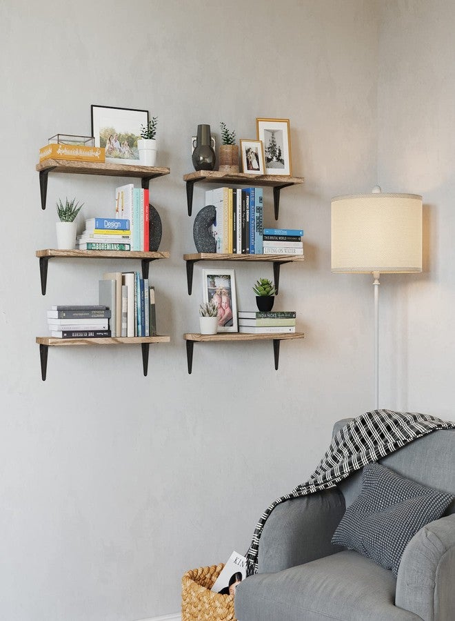 والنيتشر أرفف جدارية عائمة من Wallniture Arras، مقاس 17 × 6 بوصة، أرفف كتب وتخزين جدارية، ديكور غرفة المعيشة، غرفة النوم، تنظيم المكتب المنزلي، لون محروق، مجموعة من 6 قطع - Image 2