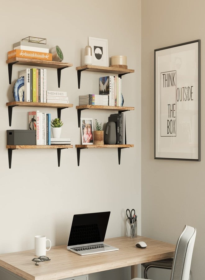 والنيتشر أرفف جدارية عائمة من Wallniture Arras، مقاس 17 × 6 بوصة، أرفف كتب وتخزين جدارية، ديكور غرفة المعيشة، غرفة النوم، تنظيم المكتب المنزلي، لون محروق، مجموعة من 6 قطع - Image 4
