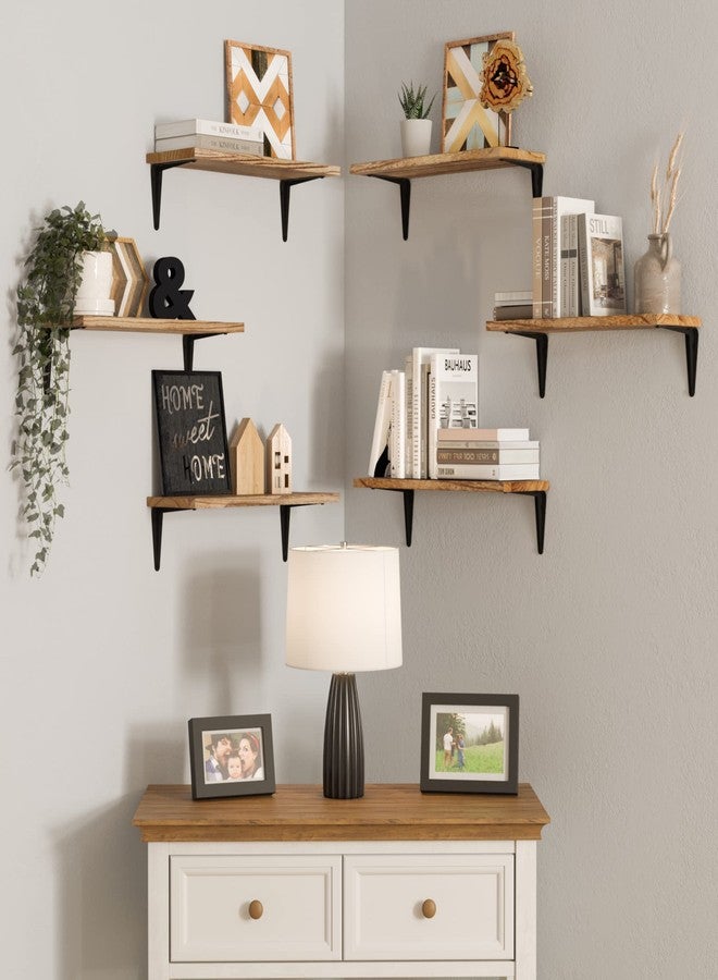 والنيتشر أرفف جدارية عائمة من Wallniture Arras، مقاس 17 × 6 بوصة، أرفف كتب وتخزين جدارية، ديكور غرفة المعيشة، غرفة النوم، تنظيم المكتب المنزلي، لون محروق، مجموعة من 6 قطع - Image 3