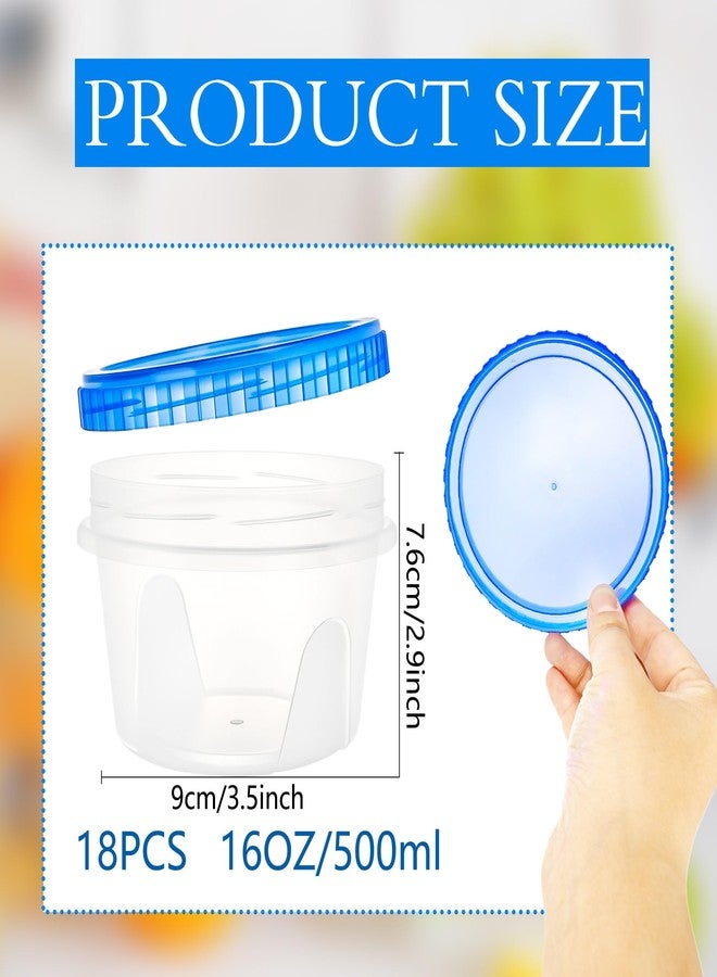 Conagel 18 Pack 16 oz Freezer Storage Containers with Screw Lids Plastic Leakproof Stackable Clear Storage Containers for Food Soup Fruit Oats - Image 2