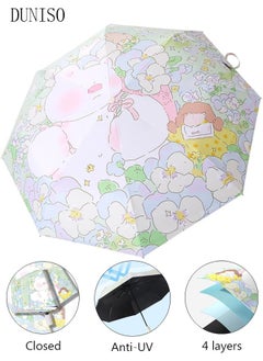 Windproof Travel Compact Umbrella with Bear Printing Small Portable Travel Umbrella Compact Anti-UV Sun And Rain Umbrellas for Men Women Teenage