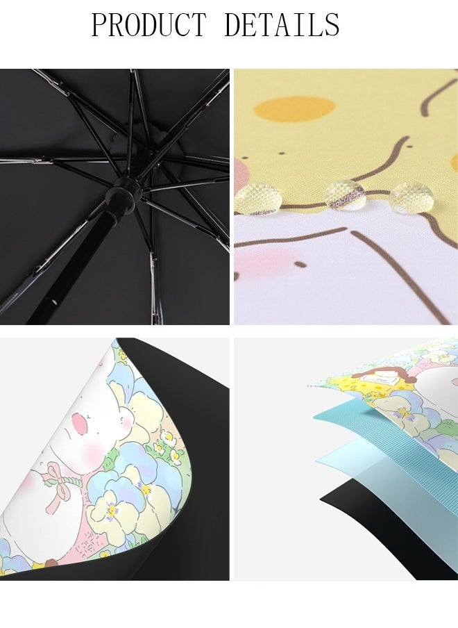 DUNISO - Windproof Travel Compact Umbrella with Bear Printing Small Portable Travel Umbrella Compact Anti-UV Sun And Rain Umbrellas for Men Women Teenage - Image 1