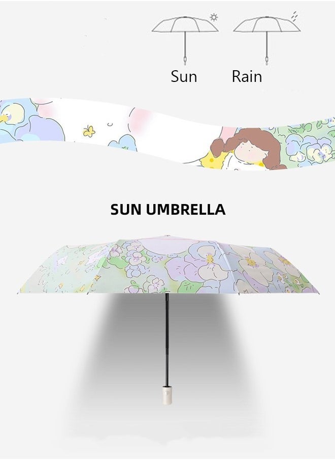 DUNISO - Windproof Travel Compact Umbrella with Bear Printing Small Portable Travel Umbrella Compact Anti-UV Sun And Rain Umbrellas for Men Women Teenage - Image 1