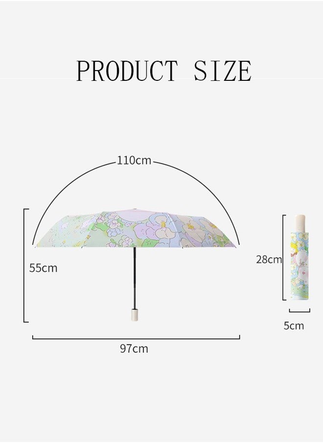 DUNISO - Windproof Travel Compact Umbrella with Bear Printing Small Portable Travel Umbrella Compact Anti-UV Sun And Rain Umbrellas for Men Women Teenage - Image 1