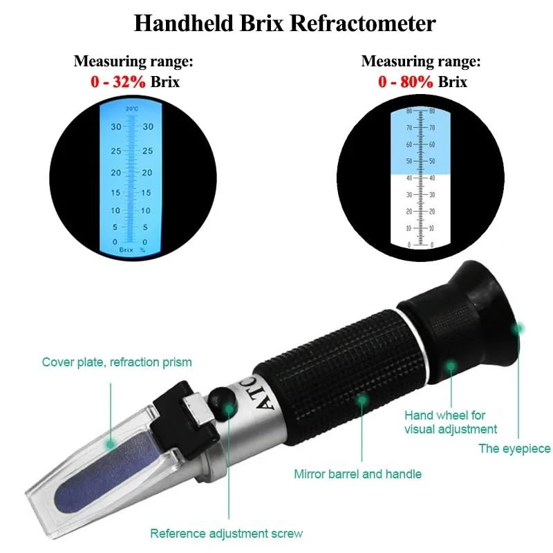 Refractometer, Meter 0-32% 58-90% 0-80% Refractometer Sugar & Alcohol Meter Measurement Tool Fruit Wine Honey Sugar Bees Water Test,for Honey,ph Refractometer(0-80) - Image 3