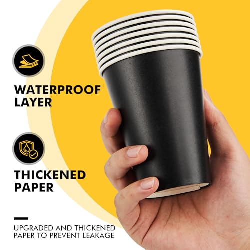 RACETOP 50 Pack 12 oz Coffee Cups with Lids, Black Disposable Coffee Cups with Lids, Sleeves and Stirring Sticks, Hot Paper Coffee Cup 12 oz for Hot Drinks, Parties, Picnic, Travel, and Events - Image 4