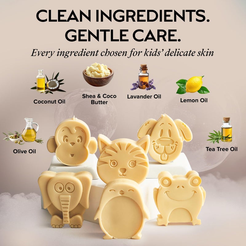 ZAAINA Kids Soap Bar (Set of 6) â€“ Christmas Stocking Stuffers, Unique Natural Animal Shaped Soaps for Children, Gentle Bath Soap for Sensitive Skin, Fun Bath Time Gift for Boys Girls â€“ Handmade in USA - Image 4