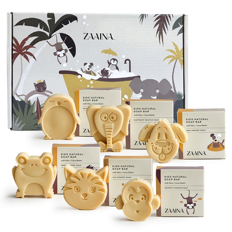 ZAAINA Kids Soap Bar (Set of 6) â€“ Christmas Stocking Stuffers, Unique Natural Animal Shaped Soaps for Children, Gentle Bath Soap for Sensitive Skin, Fun Bath Time Gift for Boys Girls â€“ Handmade in USA - Image 1