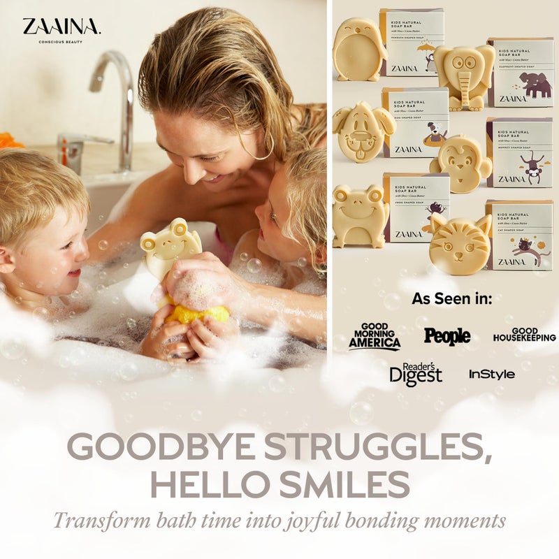 ZAAINA Kids Soap Bar (Set of 6) â€“ Christmas Stocking Stuffers, Unique Natural Animal Shaped Soaps for Children, Gentle Bath Soap for Sensitive Skin, Fun Bath Time Gift for Boys Girls â€“ Handmade in USA - Image 2
