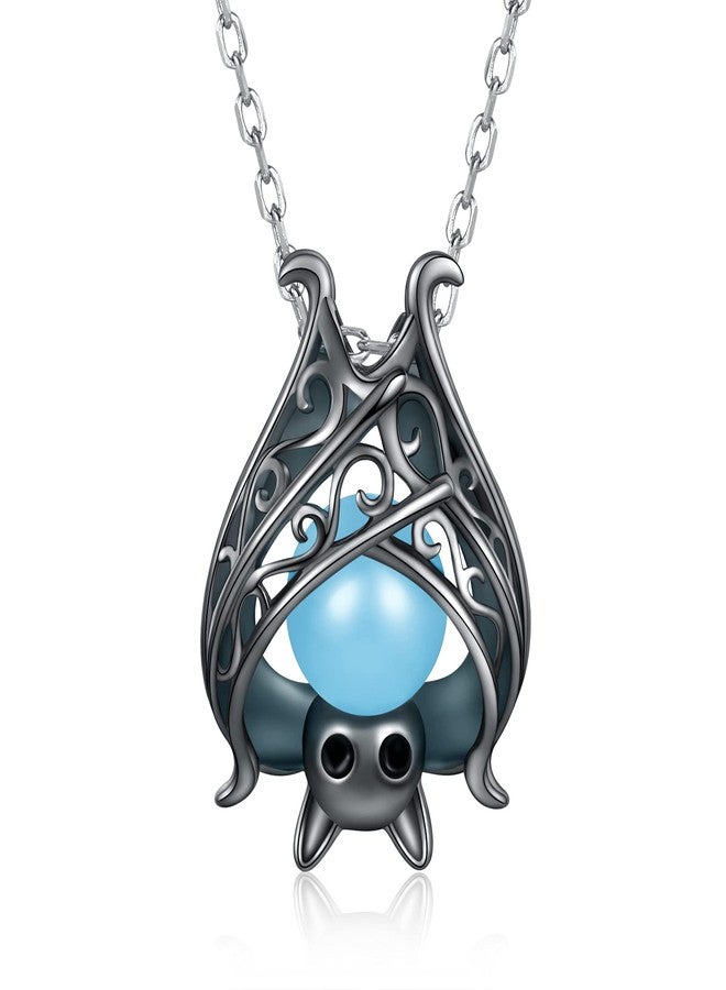 Apotie Cute Bat Necklace Sterling Silver Glowing in The Dark Animal Pendant Little Witchy Halloween Jewelry Gift for Women(Black) - Image 1