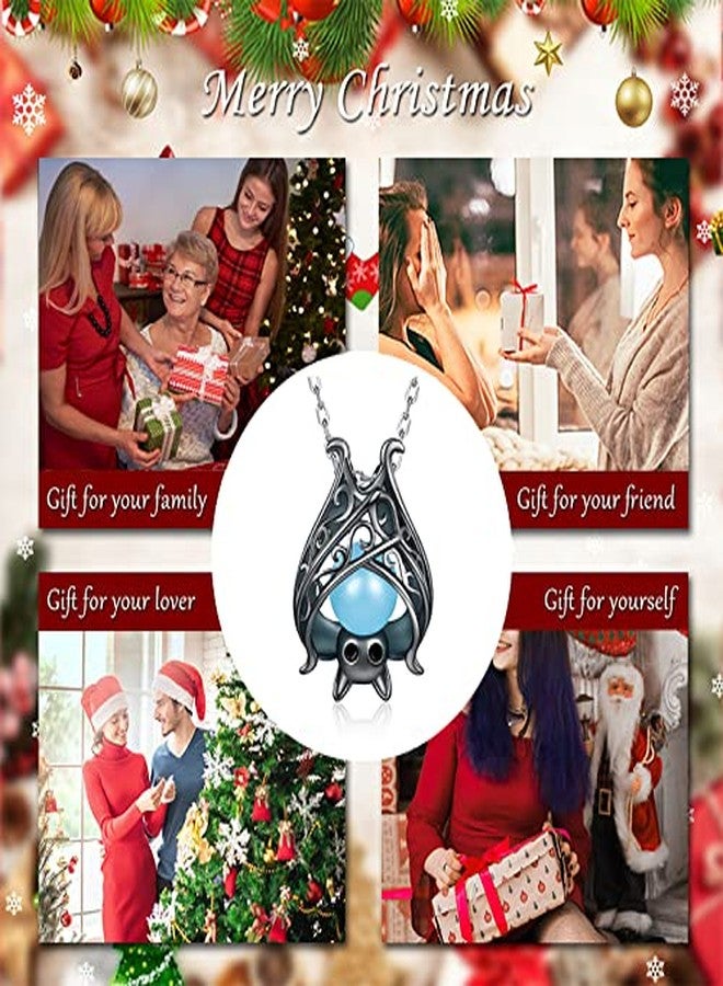 Apotie Cute Bat Necklace Sterling Silver Glowing in The Dark Animal Pendant Little Witchy Halloween Jewelry Gift for Women(Black) - Image 2