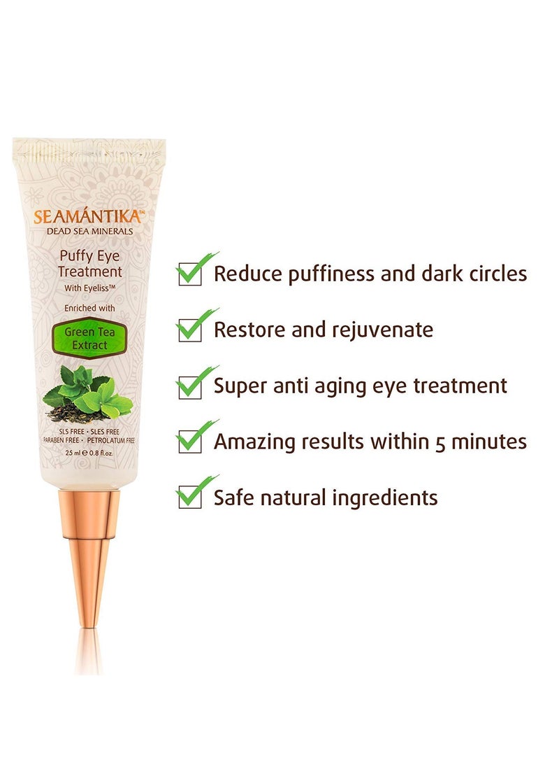 SEAMANTIKA Puffy Eye Treatment Instant results – Naturally Eliminate Wrinkles, Puffiness, Dark Circle and Bags in Minutes – Hydrating Eye Cream w/ Green Tea Extract, Dead Sea Minerals by SEAMANTIKA – .8 fl.oz.  - Image 2