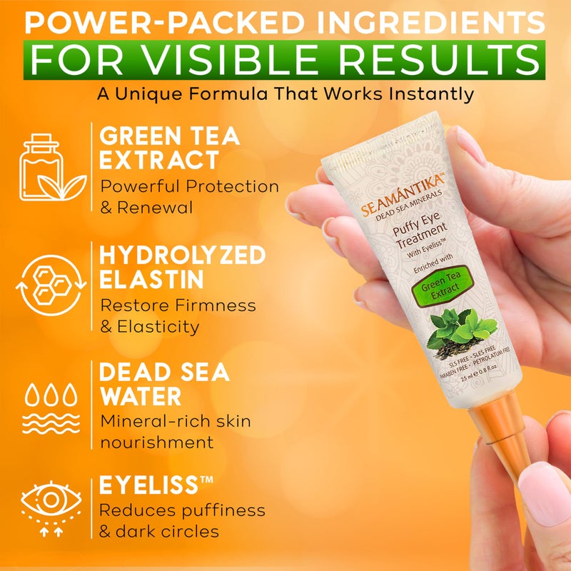 SEAMANTIKA Puffy Eye Treatment Instant results â€“ Naturally Eliminate Wrinkles, Puffiness, Dark Circle and Bags in Minutes â€“ Hydrating Eye Cream w/ Green Tea Extract, Dead Sea Minerals by SEAMANTIKA â€“ .8 fl.oz. - Image 2