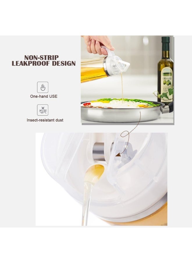 Marbrasse Marbrasse Auto Flip Olive Oil Dispenser Bottle, 20 OZ Leakproof Condiment Container With Automatic Cap and Stopper, Non-Drip Spout, Non-Slip Handle for Kitchen Cooking (Brown) (White)  - Image 3