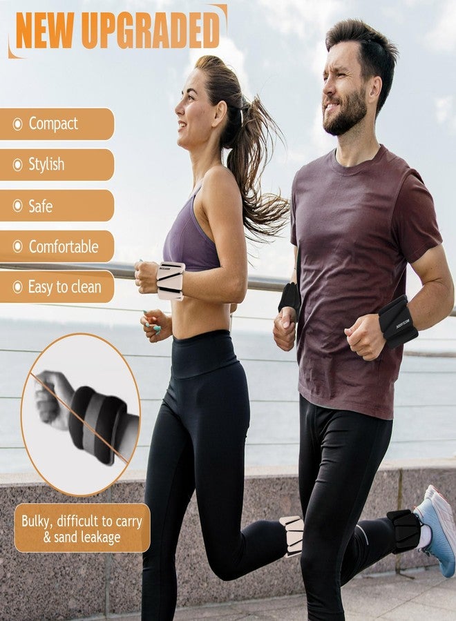 BECOJADDE Wrist Ankle Weights Adjustable Training Intensity for Strength Training Walking Running Yoga Pilates Jogging for Women Men Set of 2 (2lb Each), Beige - Image 2