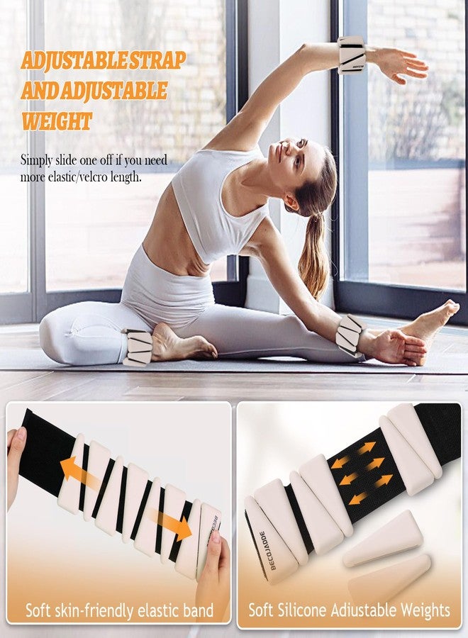BECOJADDE Wrist Ankle Weights Adjustable Training Intensity for Strength Training Walking Running Yoga Pilates Jogging for Women Men Set of 2 (2lb Each), Beige - Image 4