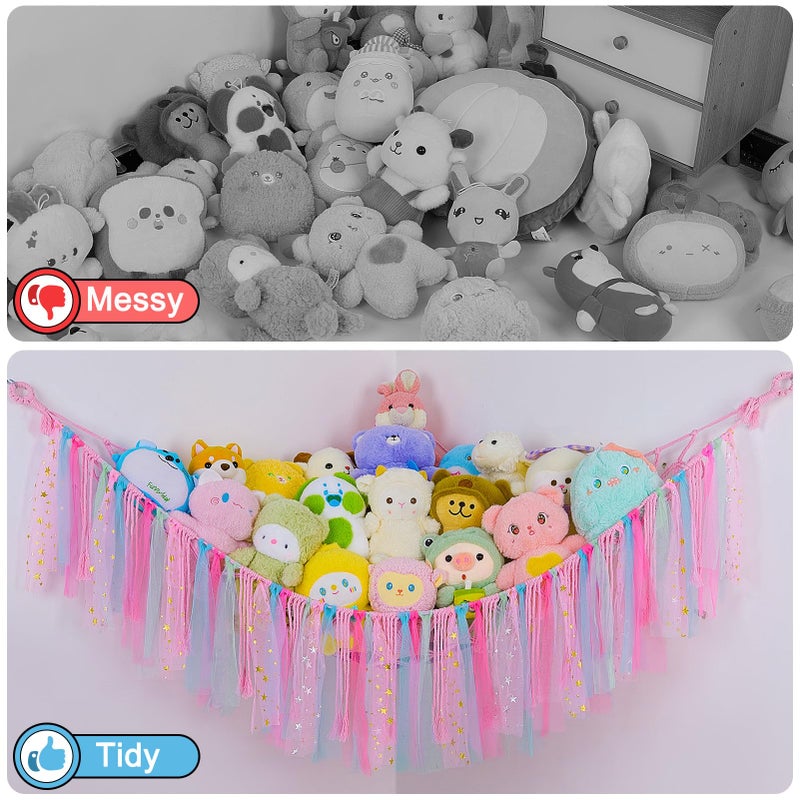 FIOBEE Stuffed Animals Net or Hammock with LED Light, Toy Hammock Hanging Stuffed Animals Storage Organizer Holder Room DÃ©cor for Nursery Kids Bedroom - Image 3