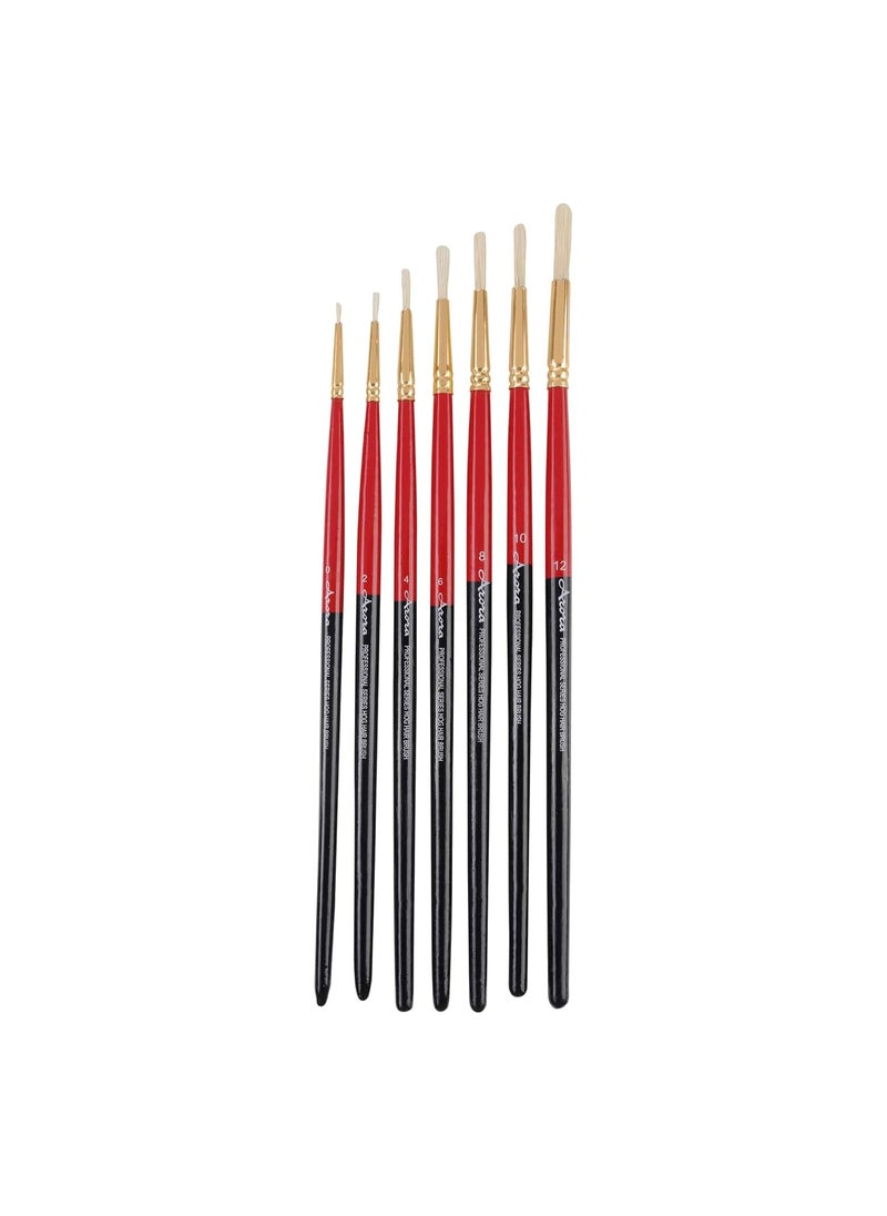 Arora Arora Hard White Hair Round Paintbrush Brush Set of 7 Piece for Oil and Acrylic Painting  - Image 3