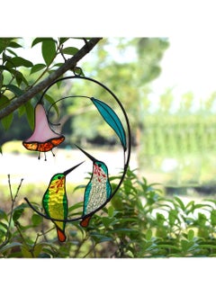 NajmStyle Hummingbird with Flower Stained Acrylic Suncatcher Bird Stained Acrylic Window Hangings Hummingbird Gift for Home Decor  - Image 3