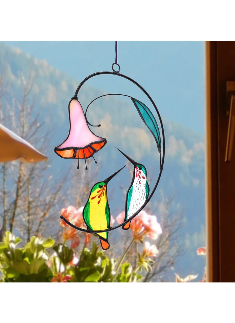 نجم ستايل طائر طنان مع زهرة طائر طنان مع زهرة ملونة أكريليك طائر طائر طنان مع زهرة طائر طنان هدية لديكور المنزل  - Image 5