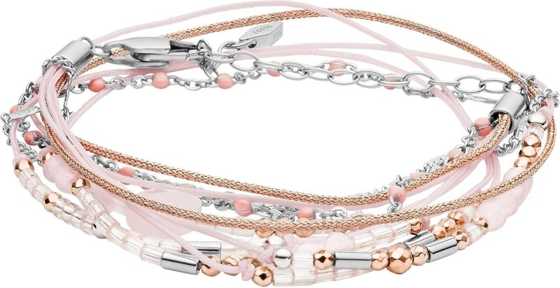 فوسيل سوار فوسيل متعدد الخيوط باللون الوردي الفاتح للنساء، JF03358998