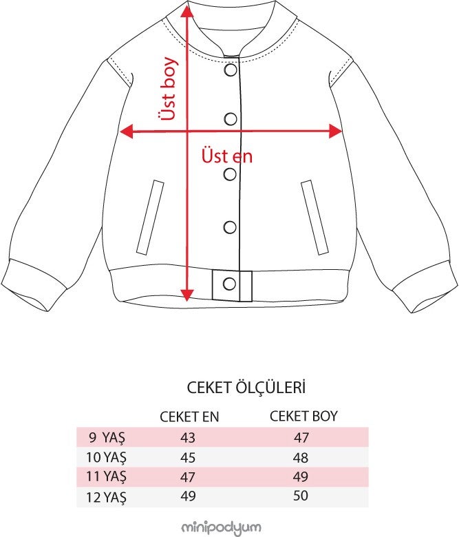 Minipodyum Minipodium Girls Suzene Embroidered Snap Front Closure Bomber College Jacket  - Image 2