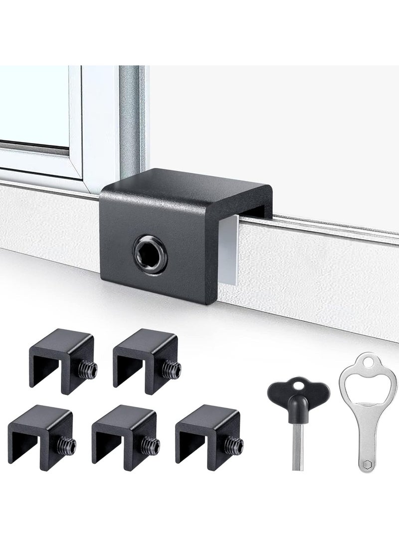 Generic - 6 Sets Window locks, sliding window locks with key for vertical & horizontal sliding windows doors,easy to install,adjustable security window lock for patio bedroom home and office black - Image 1