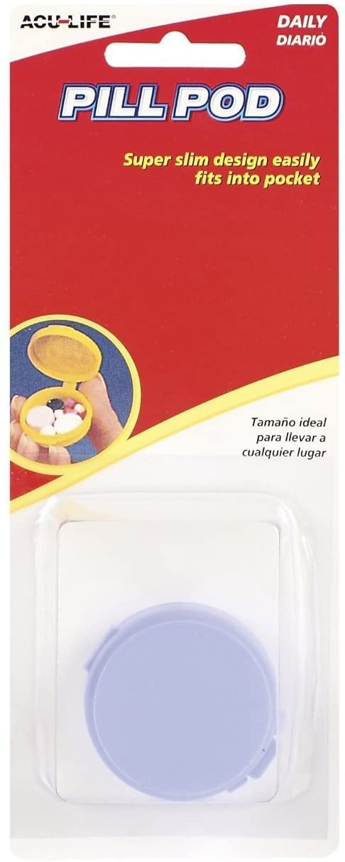 Acu-Life Daily Travel Pill Case, Medicine Planner, Vitamin Organizer Box, Portable Round Pill Box, Color May Vary, BPA Free - Image 4