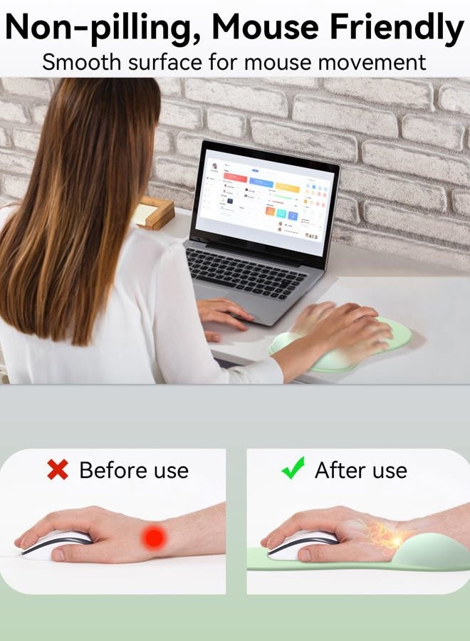eulps Mouse Pad with Gel Wrist Rest, Ergonomic Comfortable Computer Wrist Support for Laptop, Pain Relief Mousepad with Non-Slip PU Base for Office & Home (Green) - Image 3