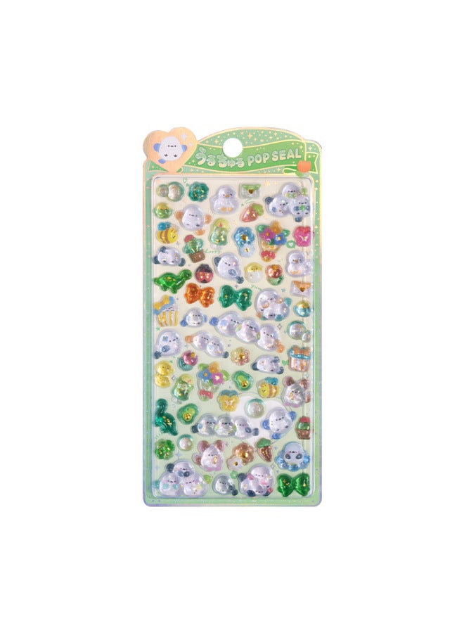Flash Hot Shimmer Stickers 3d Relief Stickers Solid Children's Cartoon Animal Crystal Phone Case Decorations - Image 1