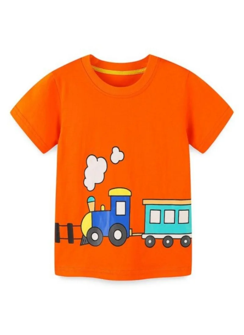 YUNIQEE Orange Graphic Printed Round Neck T-shirt