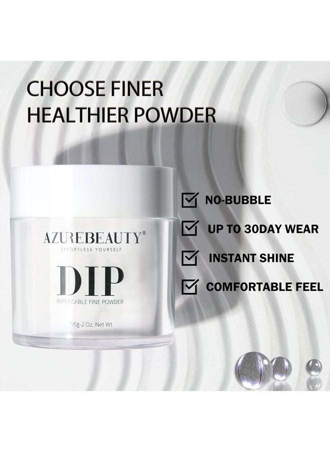 AZUREBEAUTY Dip Powder Clear Color 2Oz/56g, Basic Transparent Acrylic Dipping Powder Crystal French Nail Art Starter Manicure Salon DIY at Home, Odor-Free, Long-Lasting, No Nail Lamp Needed  - Image 4