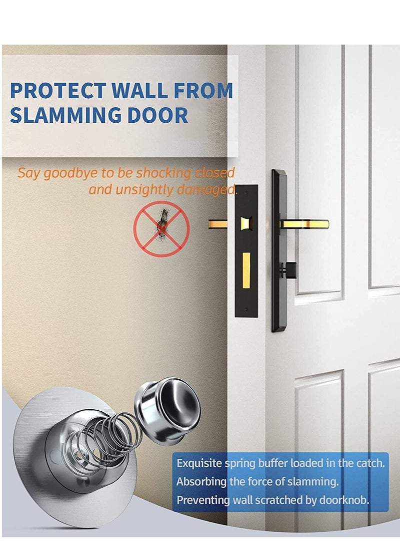 كابتن تيك Magnetic Door Stop Stainless Steel 201 Door Catch Holder No Drill Doorstop with 3m Self Adhesive Tape Screws for Stronger Wall Floor Mount Hold Door Open - Image 4