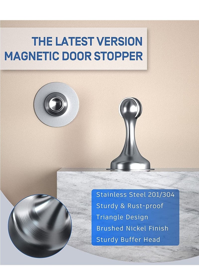 كابتن تيك Magnetic Door Stop Stainless Steel 201 Door Catch Holder No Drill Doorstop with 3m Self Adhesive Tape Screws for Stronger Wall Floor Mount Hold Door Open - Image 5