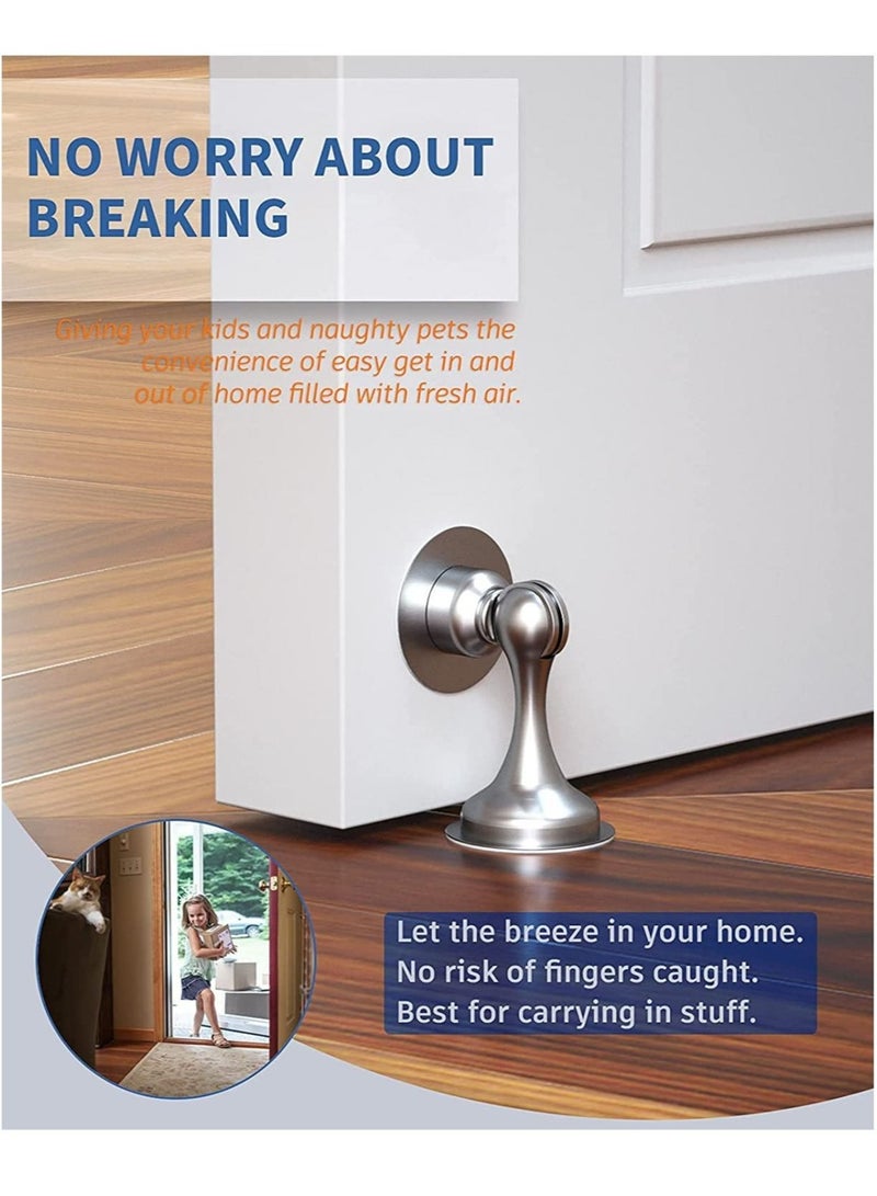 كابتن تيك Magnetic Door Stop Stainless Steel 201 Door Catch Holder No Drill Doorstop with 3m Self Adhesive Tape Screws for Stronger Wall Floor Mount Hold Door Open - Image 3