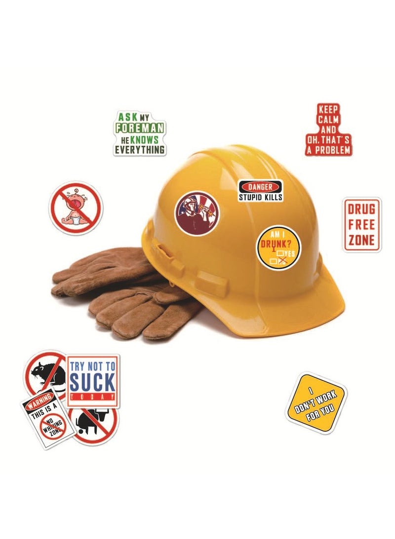 DTBG Two Sets in Total 100 Pcs Graffiti Waterproof Warning Slogan Hard Hat Stickers, Luggage Trolley Box Scooter Laptop Waterproof Stickers - Image 3