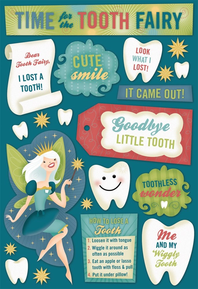 Karen Foster Design Cardstock Sticker Sheet, Tooth Fairy - Image 3