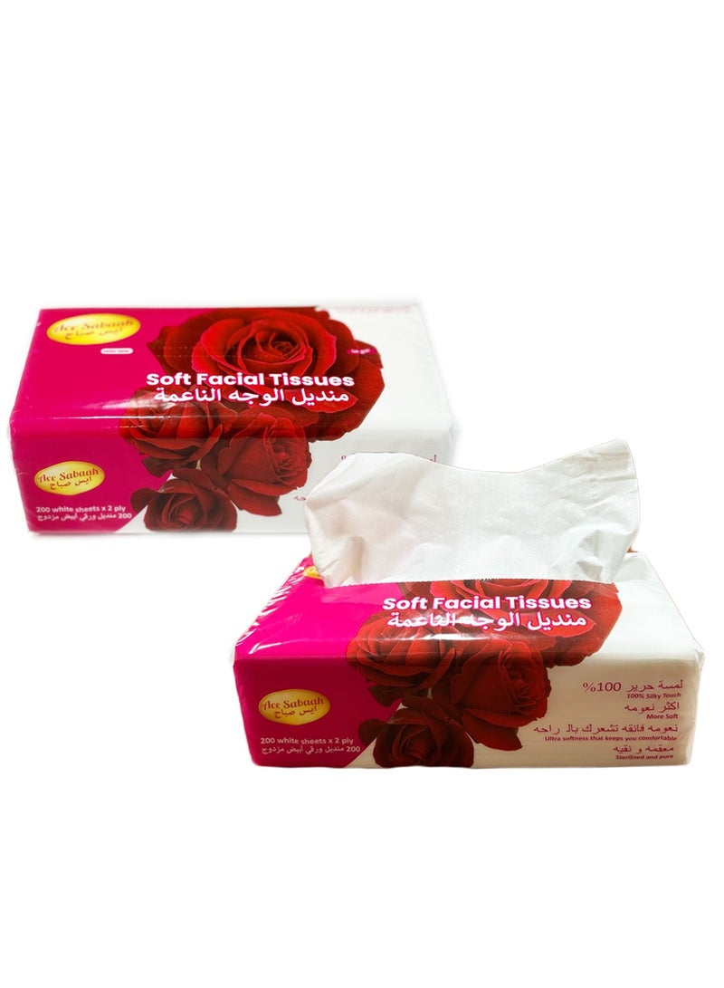 Ace Sabaah Ace Sabaah Soft Facial Tissues 200 White Sheets X 2 ply, Pack of 5 - Image 4