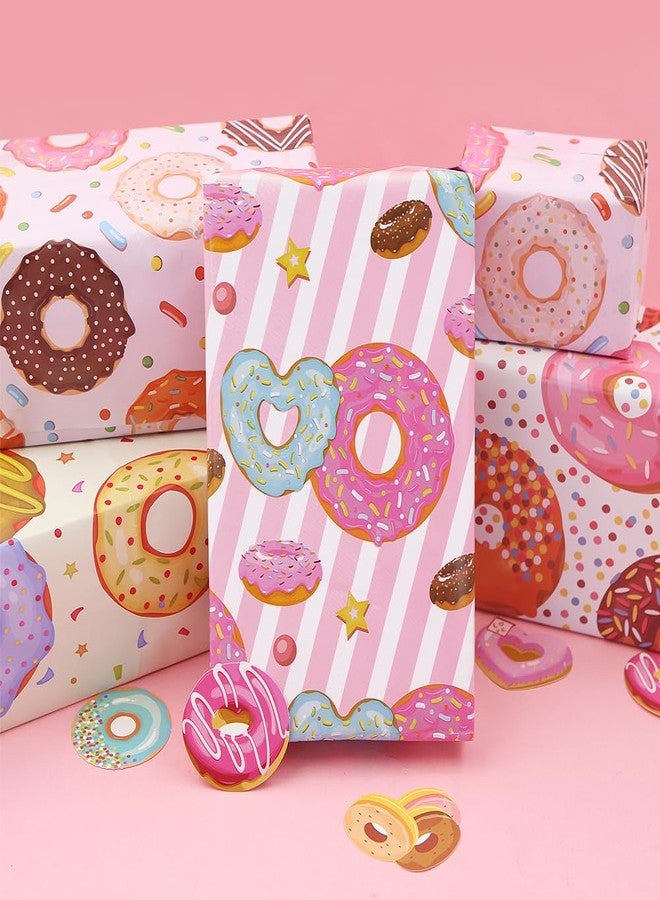 Boerni Donut Wrapping Paper for Girls Women, 8 Pieces Colorful Sweet Desserts Doughnut Pattern Gift Wrap Paper, 20x27 inches Folded Flat Art Paper for Sweet One 1st Birthdays Party Baby Shower DIY Crafts - Image 5