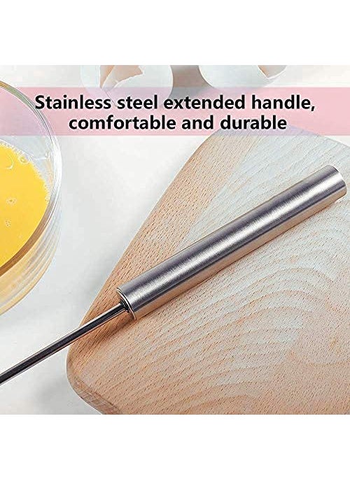ASPENX ASPENX Stainless Steel Mix Egg Lassi Butter Milk Maker Mixer Spring Hand Press Blender Whiskrawai Pack of 1  - Image 2