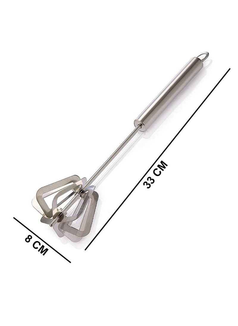 ASPENX ASPENX Stainless Steel Mix Egg Lassi Butter Milk Maker Mixer Spring Hand Press Blender Whiskrawai Pack of 1  - Image 4