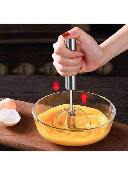 ASPENX ASPENX Stainless Steel Mix Egg Lassi Butter Milk Maker Mixer Spring Hand Press Blender Whiskrawai Pack of 1  - Image 1