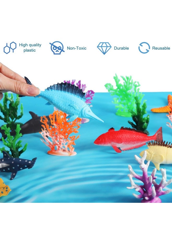 Sratte 26 Pcs Ocean Animals Figures Diorama Kit, Plastic Sea Creatures Model Toys Shark Jellyfish Dolphin Ocean Habitat Diorama Supplies for Back to School Gift Educational Learning Birthday Gift - Image 5