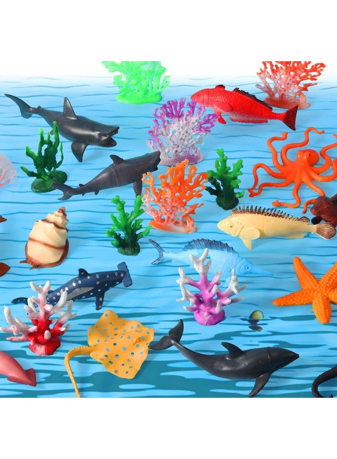 Sratte 26 Pcs Ocean Animals Figures Diorama Kit, Plastic Sea Creatures Model Toys Shark Jellyfish Dolphin Ocean Habitat Diorama Supplies for Back to School Gift Educational Learning Birthday Gift - Image 1