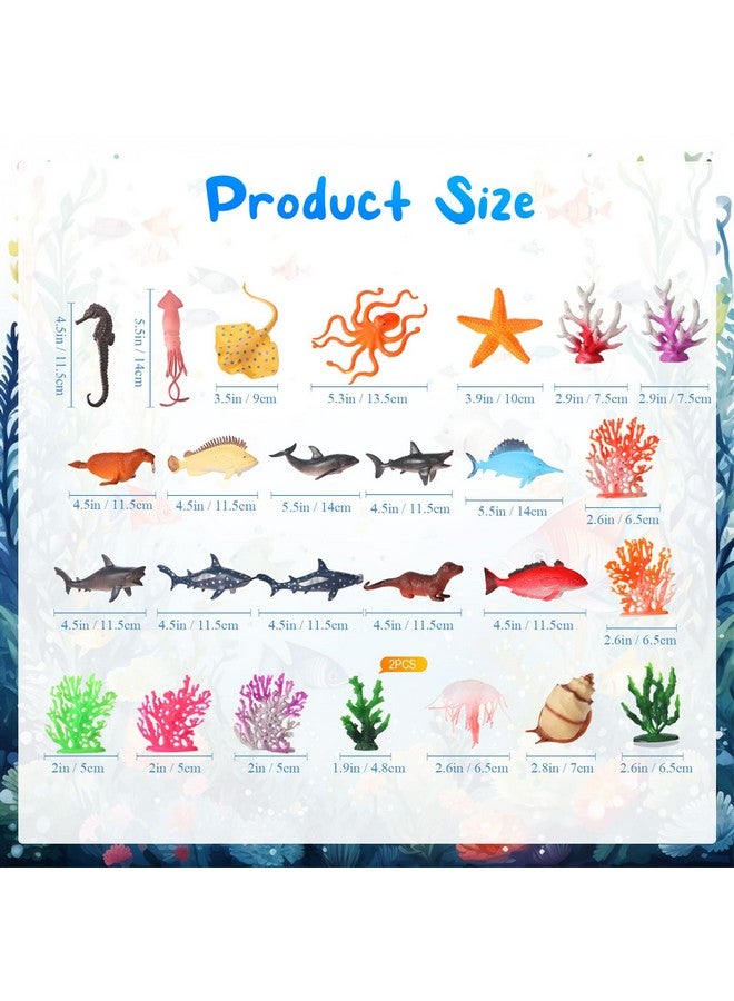 Sratte 26 Pcs Ocean Animals Figures Diorama Kit, Plastic Sea Creatures Model Toys Shark Jellyfish Dolphin Ocean Habitat Diorama Supplies for Back to School Gift Educational Learning Birthday Gift - Image 3