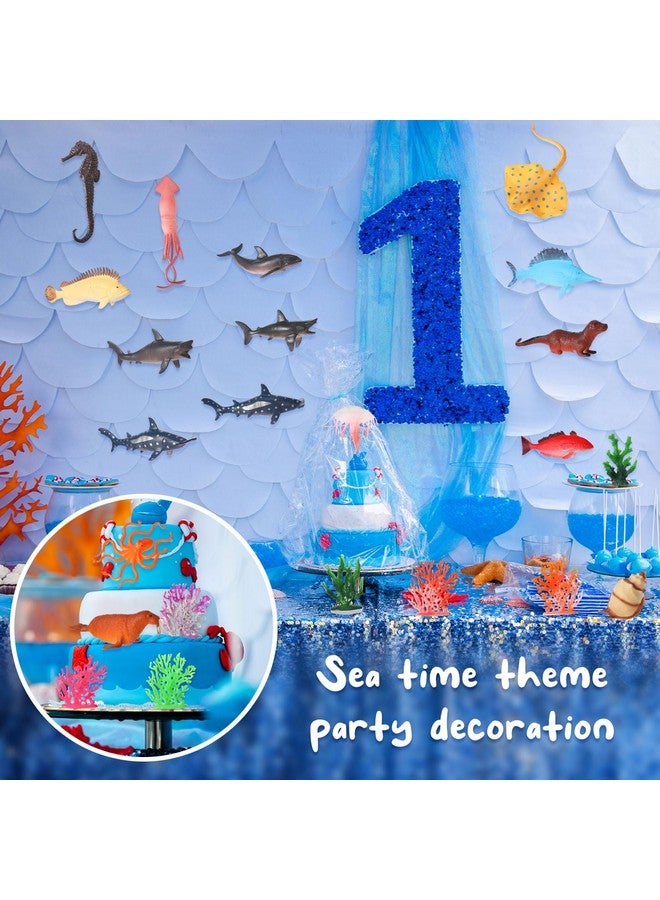 Sratte 26 Pcs Ocean Animals Figures Diorama Kit, Plastic Sea Creatures Model Toys Shark Jellyfish Dolphin Ocean Habitat Diorama Supplies for Back to School Gift Educational Learning Birthday Gift - Image 4